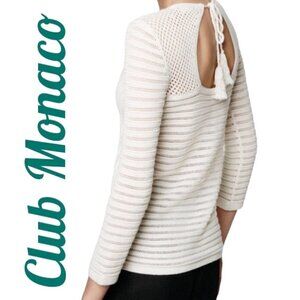 CLUB MONACO Tallulah Silk Blend Beige Open Back‎ High Low Sweater, Size Small